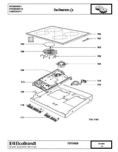 Pièces détachées DE DIETRICH DTI305WE DTI305WE12 