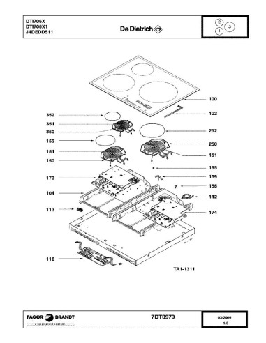 Pièces détachées DE DIETRICH DTI706X DTI706X1 DTI706X2 DTI706X3 DTI706X4 