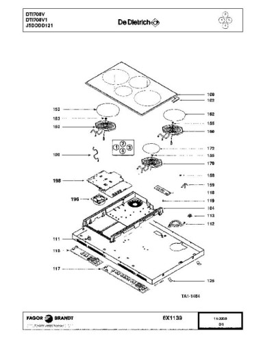 Pièces détachées DE DIETRICH DTI708V DTI708V1 DTI708V2 