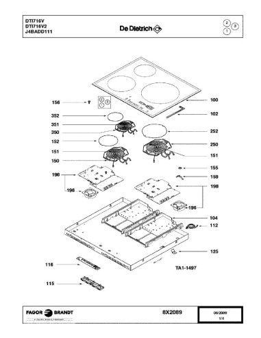 Pièces détachées DE DIETRICH DTI716V DTI716V1 DTI716V2 DTI716V3 DTI716V4 DTI716V5 