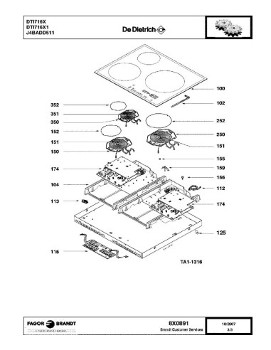 Pièces détachées DE DIETRICH DTI716X DTI716X1 DTI716X2 DTI716X3 DTI716X4 