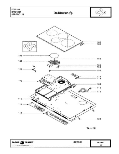 Pièces détachées DE DIETRICH DTI718J DTI718J1 