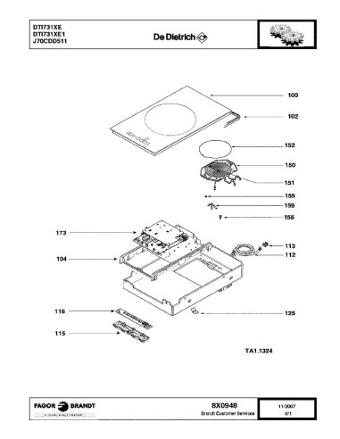 Pièces détachées DE DIETRICH DTI731XE DTI731XE1 