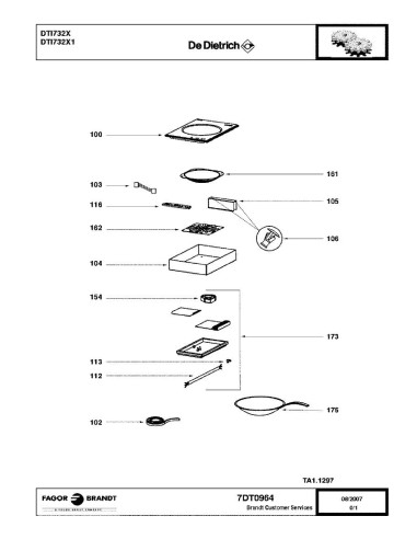 Pièces détachées DE DIETRICH DTI732X DTI732X1 