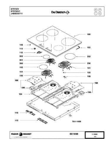 Pièces détachées DE DIETRICH DTI733V DTI733V1 