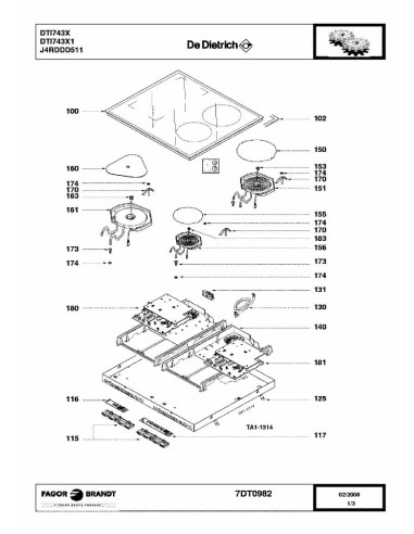 Pièces détachées DE DIETRICH DTI743X DTI743X1 DTI743X3 