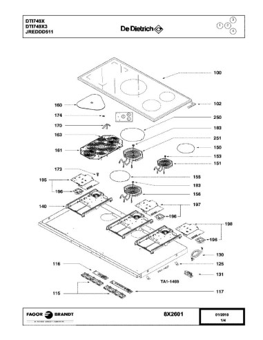 Pièces détachées DE DIETRICH DTI749X DTI749X3 DTI749X4 