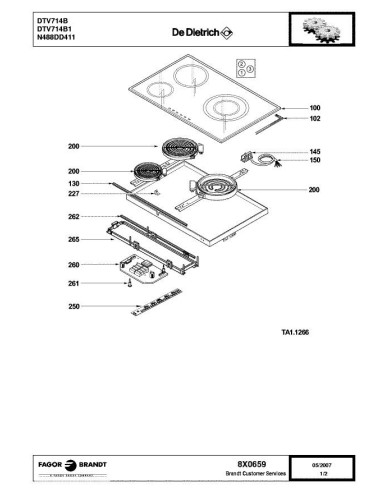Pièces détachées DE DIETRICH DTV714B 8X0659 Annee 0 8X0659 
