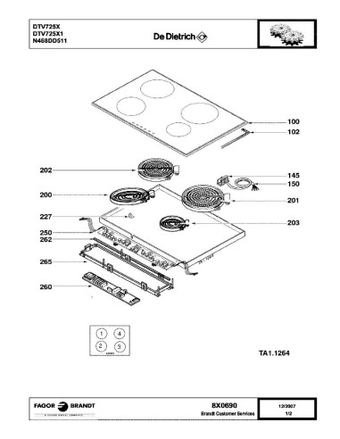 Pièces détachées DE DIETRICH DTV725X DTV725X1 8X0690 