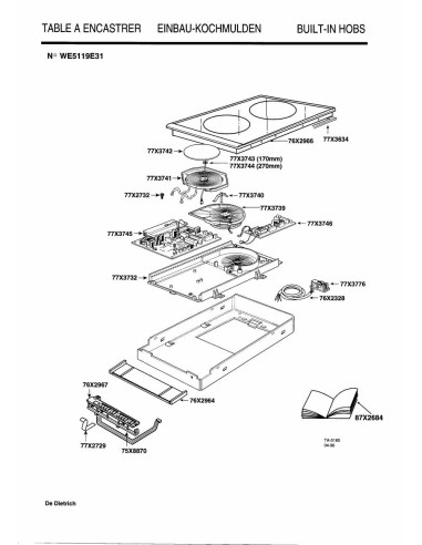 Pièces détachées DE DIETRICH WE5119E3 7DT0332 Annee 0 7DT0332 