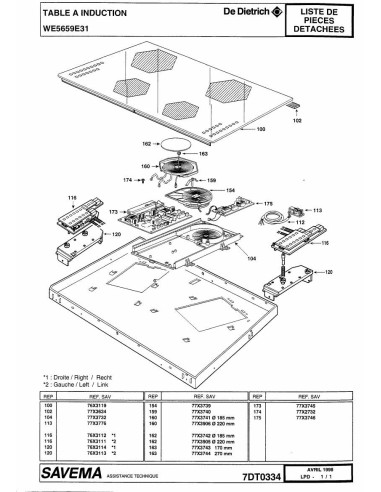 Pièces détachées DE DIETRICH WE5659E3 7DT0334 Annee 0 7DT0334 
