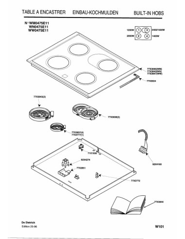 Pièces détachées DE DIETRICH WM0475E1 7DT0242 Annee 0 7DT0242 