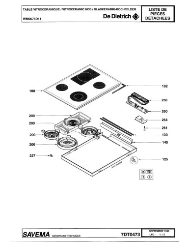 Pièces détachées DE DIETRICH WM0676D1 7DT0473 Annee 0 7DT0473 