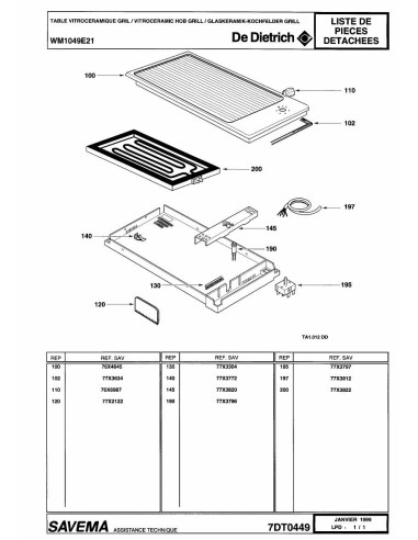 Pièces détachées DE DIETRICH WM1049E2 7DT0449 Annee 0 7DT0449 