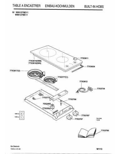 Pièces détachées DE DIETRICH WM1379E1 7DT0255 Annee 0 7DT0255 