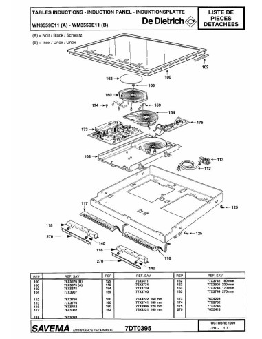 Pièces détachées DE DIETRICH WM3559E1 7DT0395 Annee 0 7DT0395 