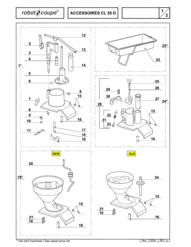 Pièces détachées pour Coupe-légumes Accessoires CL 55 D - Robot Coupe 