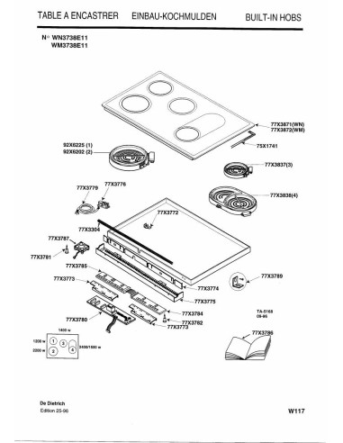 Pièces détachées DE DIETRICH WM3738E1 7DT0258 Annee 0 7DT0258 