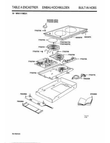 Pièces détachées DE DIETRICH WN1119E3 7DT0331 Annee 0 7DT0331 