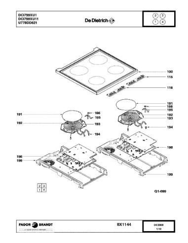 Pièces détachées DE DIETRICH DCI799XU1 DCI799XU11 