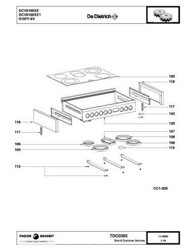 Pièces détachées DE DIETRICH DCV6100XE 7DC0385 Annee 0 7DC0385 