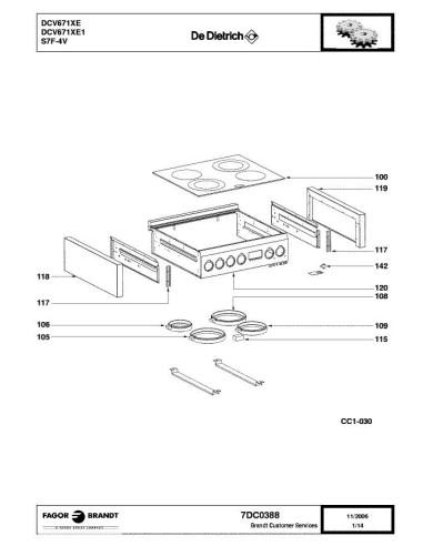 Pièces détachées DE DIETRICH DCV671XE 7DC0388 Annee 0 7DC0388 