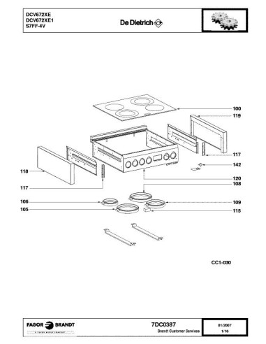 Pièces détachées DE DIETRICH DCV672XE 7DC0387 Annee 0 7DC0387 