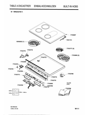 Pièces détachées DE DIETRICH WN3437E1 7DT0253 Annee 0 7DT0253 
