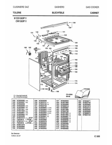 Pièces détachées DE DIETRICH CD1303F1B 7DC0045 Annee 0 7DC0045 