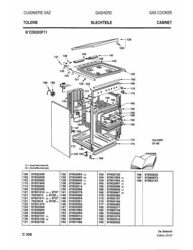 Pièces détachées DE DIETRICH CD6303F1N 7DC0046 Annee 0 7DC0046 