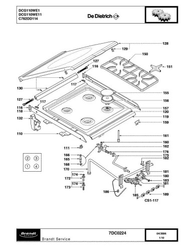 Pièces détachées DE DIETRICH DCG110WE1 7DC0224 Annee 0 7DC0224 