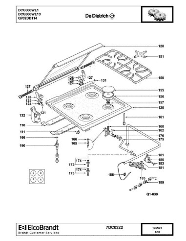 Pièces détachées DE DIETRICH DCG300WE1 7DC0322 Annee 0 7DC0322 