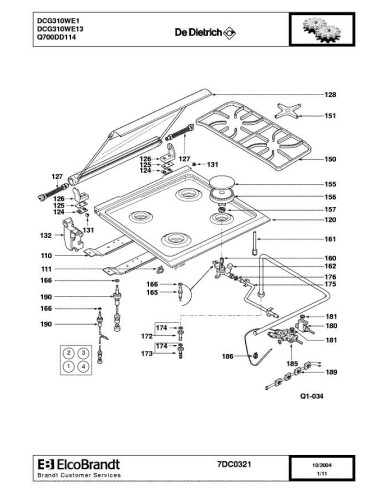 Pièces détachées DE DIETRICH DCG310WE1 7DC0321 Annee 0 7DC0321 