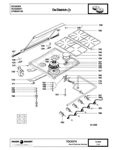 Pièces détachées DE DIETRICH DCG550X 7DC0379 Annee 0 7DC0379 