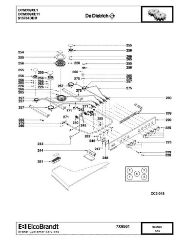Pièces détachées DE DIETRICH DCM389XE1 7X9561 Annee 0 7X9561 