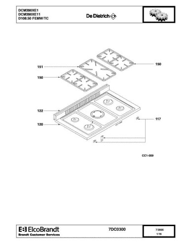 Pièces détachées DE DIETRICH DCM390XE1 7DC0300 Annee 0 7DC0300 