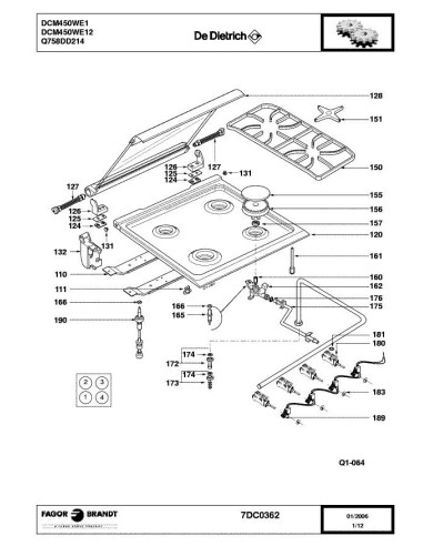 Pièces détachées DE DIETRICH DCM450WE1 DCM450WE11 DCM450WE12 7DC0329 7DC0362 Annee 0 7DC0362 