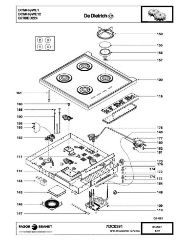 Pièces détachées DE DIETRICH DCM469WE1 7DC0336 7DC0391 Annee 0 7DC0391 