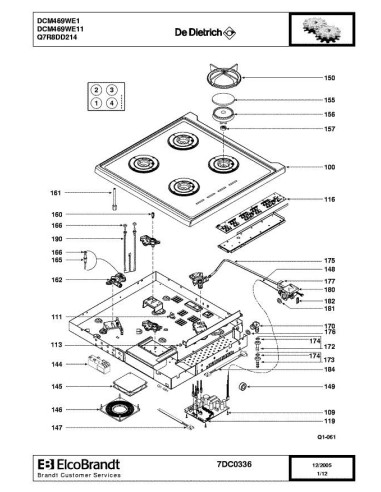 Pièces détachées DE DIETRICH DCM469WE1 7DC0336 7DC0391 Annee 0 7DC0336 