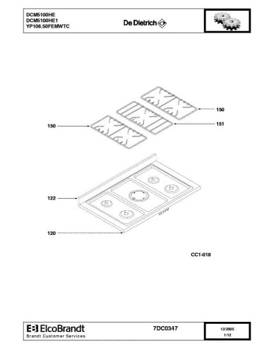 Pièces détachées DE DIETRICH DCM5100HE 7DC0347 Annee 0 7DC0347 