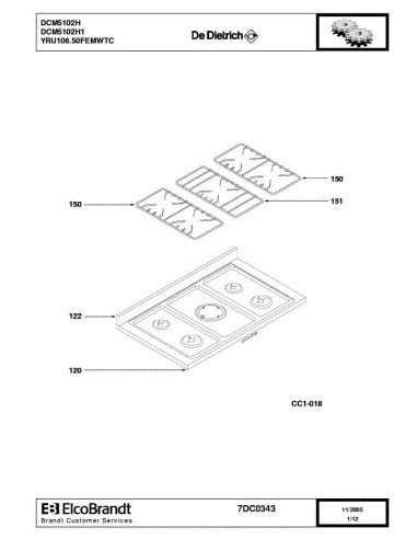 Pièces détachées DE DIETRICH DCM5102H 7DC0343 Annee 0 7DC0343 