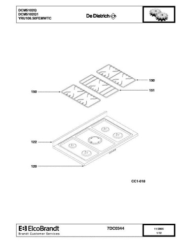 Pièces détachées DE DIETRICH DCM5102Q 7DC0344 Annee 0 7DC0344 