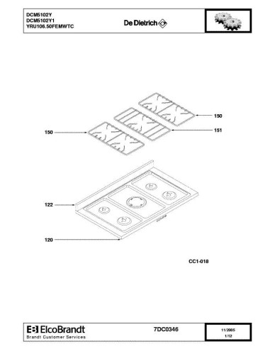 Pièces détachées DE DIETRICH DCM5102Y 7DC0346 Annee 0 7DC0346 