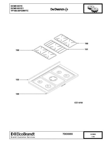 Pièces détachées DE DIETRICH DCM5105YE 7DC0355 Annee 0 7DC0355 