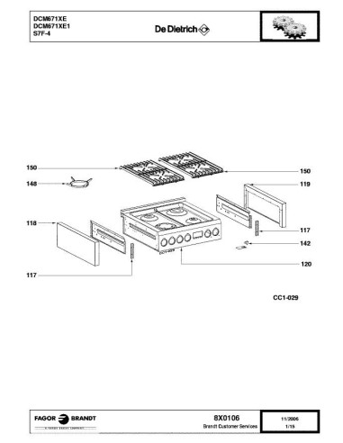 Pièces détachées DE DIETRICH DCM671XE 8X0106 Annee 0 8X0106 