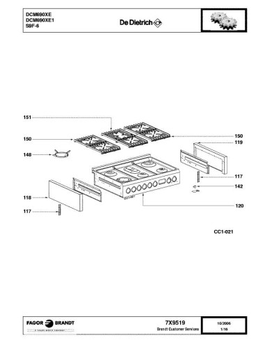 Pièces détachées DE DIETRICH DCM690XE 7X9519 Annee 0 7X9519 