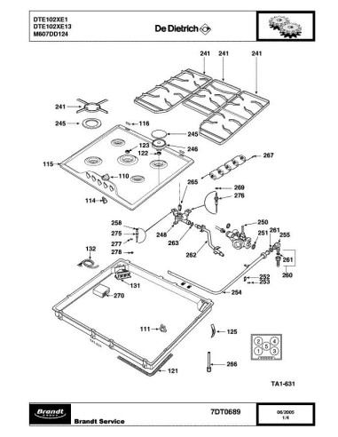 Pièces détachées DE DIETRICH DTE102XE1 7DT0689 7DT0891 Annee 0 7DT0689 