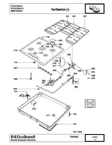 Pièces détachées DE DIETRICH DTE372WJ1 7X9362 7X9498 Annee 0 7X9362 