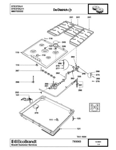 Pièces détachées DE DIETRICH DTE372XJ1 7DT0917 7X9363 Annee 0 7X9363 