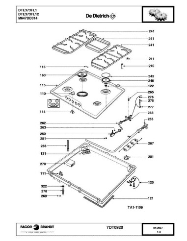 Pièces détachées DE DIETRICH DTE373FL1 7DT0920 Annee 0 7DT0920 